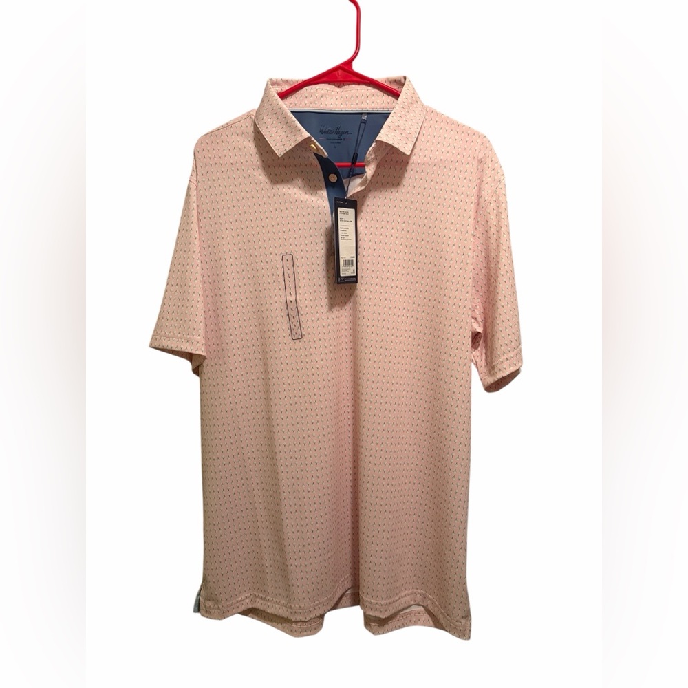 Walter Hagen P11 Golf Polo. Retro‎ Golfball Pink. Size large. New with tags